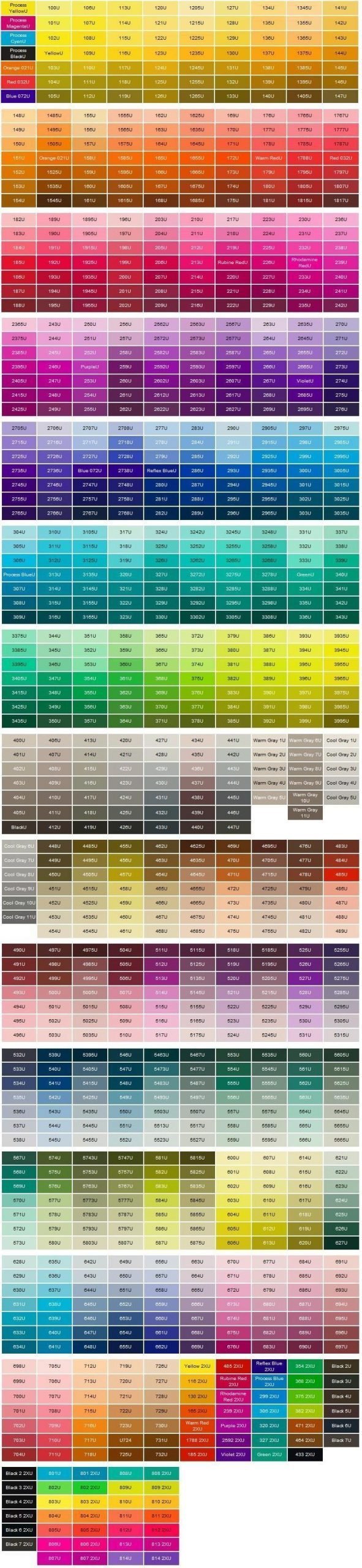 Colores de esmalte pantone
