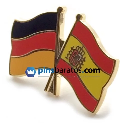 Pin de banderas cruzadas de España y Alemania.