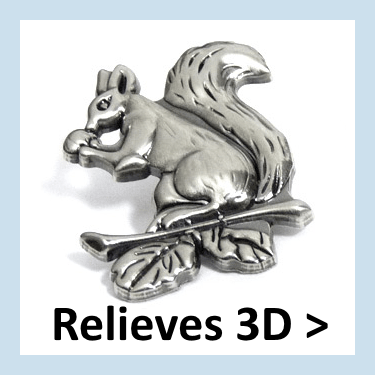 Pins de metal con relieves 3D.