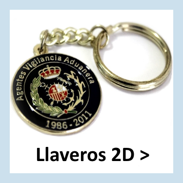 Llaveros de metal con el logo en relieves 2D.